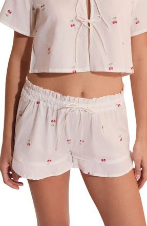 Etam Riviere Cotton Pajama Shorts in Ecru at Nordstrom, Size X-Small
