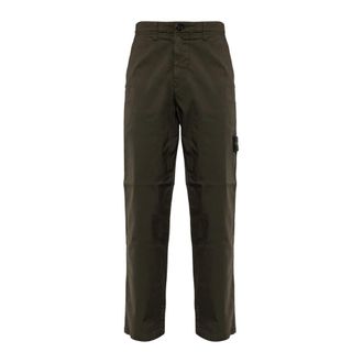 Stone Island Broeken, Heren, Groen, W33, Katoen, Logo Broek
