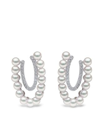 Yoko London 18kt white gold Sleek Akoya pearl diamond earrings - women - 18kt White Gold/Diamond/Akoya Pearl - OS - Silver