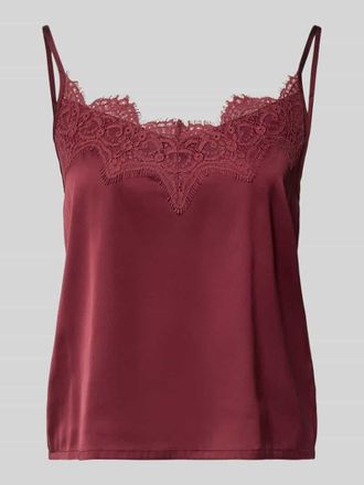 Jake*s Casual Tr&auml;gertop aus Satin mit Spitzenbesatz in Bordeaux, Gr&ouml;&szlig;e 36