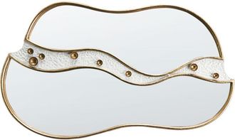 Beliani Espejo De Pared Hecho A Mano Con Marco De Hierro De Forma Irregular Pieza Decorativa Dorado Tawley