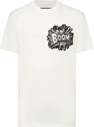 Philipp Plein T-Shirt Ronde Hals Korte Mouw - Heren - T-shirts - Wit - M - Katoen - Tops