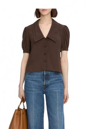Frame Denim Sailor Button-Down Blouse In Coffee