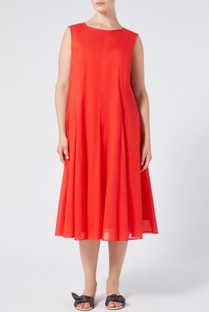 Marina Rinaldi Corvino Sleeveless Cotton Voile Midi Dress in Red at Nordstrom, Size 14W