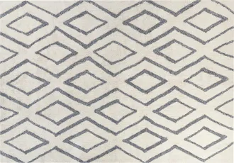 Beliani Beliani - Alfombra De Algod&oacute;n Blanco Crema Azul Claro 160 X 230 Cm A Mano Geom&eacute;trico Menderes