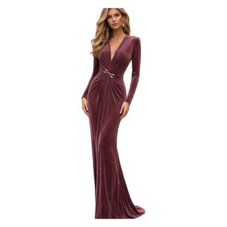 Elisabetta Franchi Gowns, female, Purple, Size: M abiti Cupro