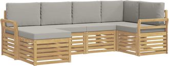 vidaXL Set Di Divani Da Esterno 6 Pz Bianco E Grigio Chiaro Poliestere Vidaxl
