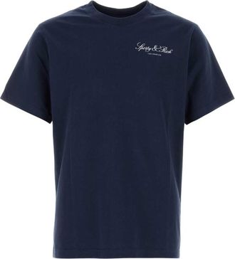 Sporty & Rich Navy Blue Solid T-Shirt