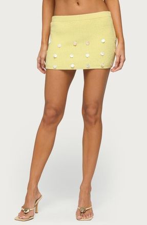 Edikted Lylah Charm Knit Miniskirt in Light-Yellow at Nordstrom, Size X-Large
