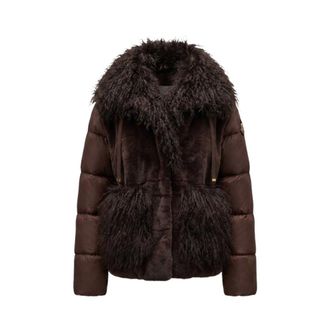 Moncler Jassen, Dames, Bruin, XS, Leer, Immersif 2-in-1 Korte Donsjas