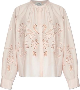 Forte_Forte Openwork Top - Dames - Overhemden - Roze - XS - Katoen - Overhemden