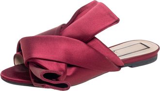 N&deg;21 N21 Burgundy Satin Knotted Flats