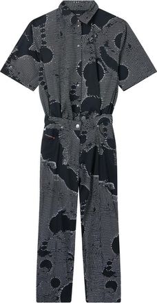 Diesel Lange jumpsuit met grafische print - Dames - Jumpsuits & Playsuits - Zwart - Maat: XS Katoen