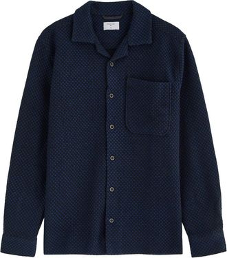 Percival Ashdown Patterned-intarsia Woven Shirt - Navy - M