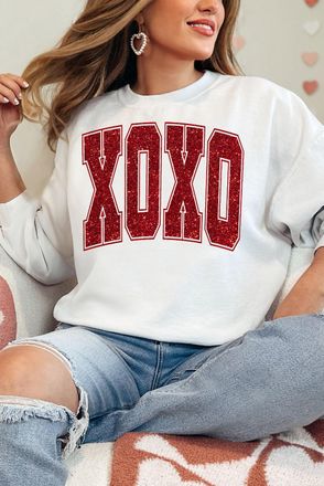 Azura Exchange Xoxo Glitter Sweatshirt met Ronde Hals