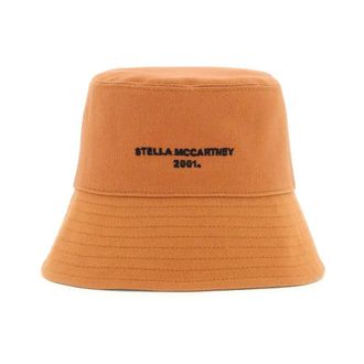 Stella McCartney Accessories, female, Brown, 57 CM, Eco Cotton Logo Bucket Hat