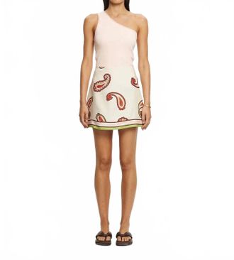 Kivari Linen Mini Skirt In Eden Paisley
