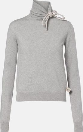 Area Embellished cotton and cashmere turtleneck sweater