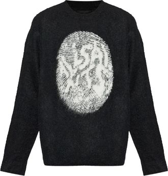 AllSaints Gebreide trui met ronde hals en grafische print - Zwart