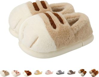 Generic Cat Paw Slippers for Women, 3D Fluffy Cat Paw Slipper, Cute & Furry Cartoon cat paw Slides Winter House Shoes (Khaki, Adult, Women, 7.5, Numeric Range