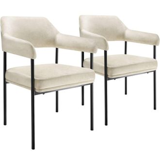 TecTake Armchair Doe Set Of 2 - Velvet Look Off-White | Size: 2 Pack