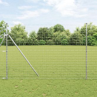 Berkfield Home Euro Fence with 7 Posts 1.6x10 m Galvanised Steel in Grey