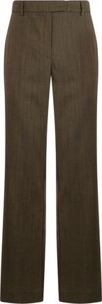 Ganni Pantaloni dritti in lana m&eacute;lange - - Trousers - Donna - Marrone - 3XS
