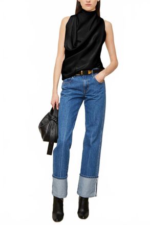 Brandon Maxwell Alexa Wide Leg Denim Pants In American Blue