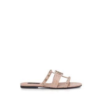 Philipp Plein Sliders, female, Beige, Size: 7 US Hexagon Star-Detail Flat Sandals