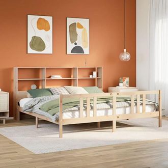 vidaXL Cama Con Estanter&iacute;a Sin Colch&oacute;n Madera Maciza De Pino 180x200cm Vidaxl
