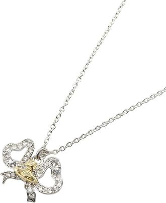 Vivienne Westwood Rigoberta bow-pendant necklace - women - Brass - One Size - Silver
