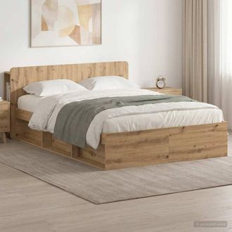 Berkfield Home Bed Frame with Storage Artisan Oak 140 x 190 cm Engineered Wood in Brown