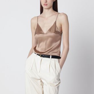 Brunello Cucinelli Canotta beige chiaro in misto seta