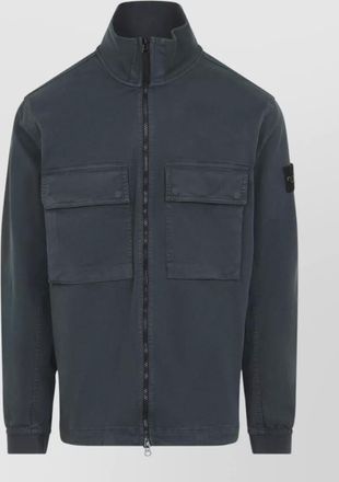 Stone Island cotton ribbed-collar shirt jacket