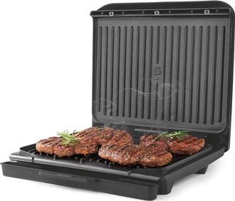 Salter Actigrill Family: Parrilla Grande Y Saludable Para 8 Raciones, Bisagra Flotante Para Alimentos M&aacute;s Gruesos Y Paninis Con