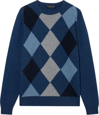 Brooks Brothers Argyle Intarsia Trui - Heren - Ronde hals truien - Veelkleurig - 3XL - Wol - Truien & Vesten