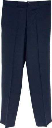 Armani Collezioni Straight-Leg Trousers in Navy Blue Wool