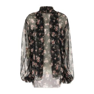 Dolce & Gabbana Overhemden, Dames, Veelkleurig, M, Bloesem met ruches