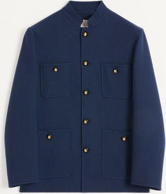 Valentino Giacca In Lana Double Con Colletto Alla Coreana Uomo INDACO 44