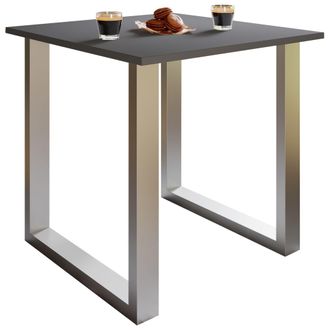 ebuy24 Mesa De Madera Vcm Al. 76 X An. 80 X P. 80 Cmbase S&oacute;lida Y De Alta Calidad Pies De Hierro Mesa De Cocina - Xona U (plata / Antracita)