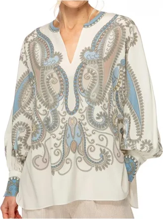 Ivi Seaside Collection Blouse Crystal - Dames - Blouses - Veelkleurig - 3XL - Overhemden