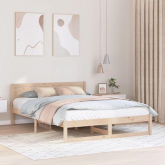 Berkfield Home Bed Frame Natural Pine Wood 150 x 200 cm Simplistic Bed Frame in Beige