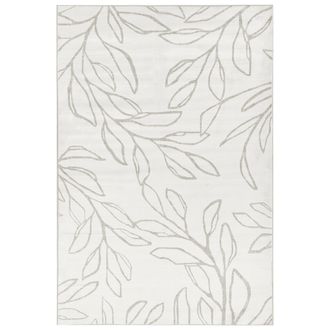 Beliani Alfombra Moderna 140 X 200 Cm De Tela Motivo Hojas Sala De Estar Dormitorio Apto Para Calefacci&oacute;n Por Suelo Radiante Base Antideslizante Pelo Corto Be