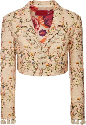 La DoubleJ Toreador-ge&iuml;nspireerd Cropped Jasje - Dames - Blazers - Beige - M - Leer - Jassen