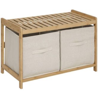 5five Simply Smart 5five Simply Smart - Banco De Almacenaje Tidy Box Con 2 Cestas De Bamb&uacute; Marr&oacute;n 66,8x35cm - 5five