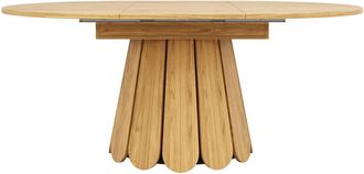 Urban Meuble Mesa de comedor redonda extensible de madera clara para 6 personas