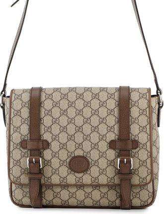 Gucci Red Color Gg Supreme Leather Messenger Bag Shoulder Bag (Pre-Owned)