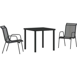 vidaXL Vidaxl Conjunto De Comedor De Jard&iacute;n 3 Pcs Negro Textileno Y Acero