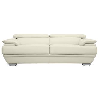 Miliboo Sof&aacute; De Cuero Dise&ntilde;o Tres Plazas Con Cabeceros Ajustables Blanco Ewing