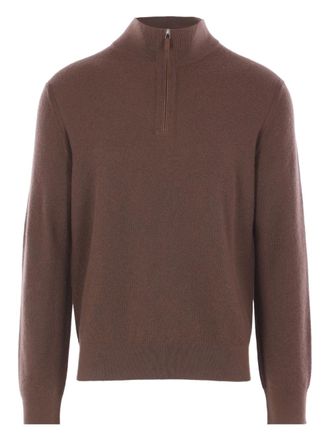 Ermenegildo Zegna Maglione in cashmere con zip - Marrone